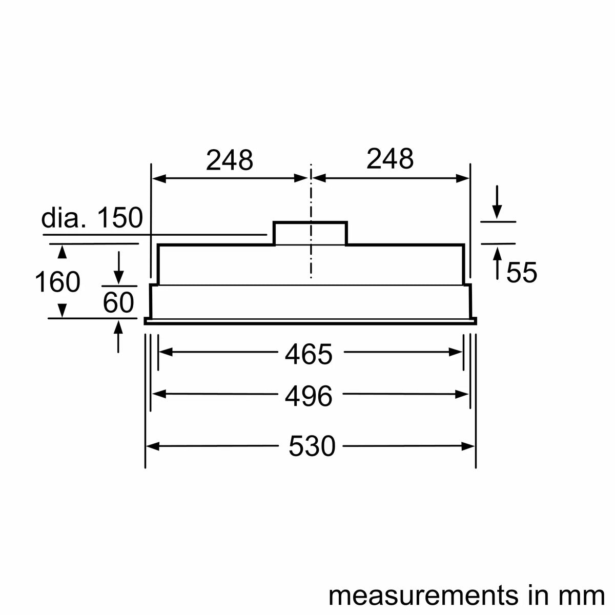 Bosch DHL555BM – размери 53 см