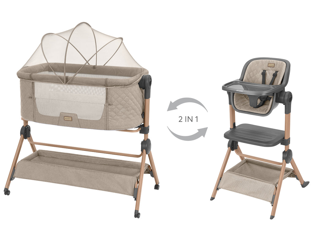 2в1 Мини кошара + Стол за хранене Sleat Me Beige | Kikkaboo