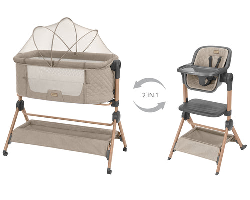 2в1 Мини кошара + Стол за хранене Sleat Me Beige | Kikkaboo