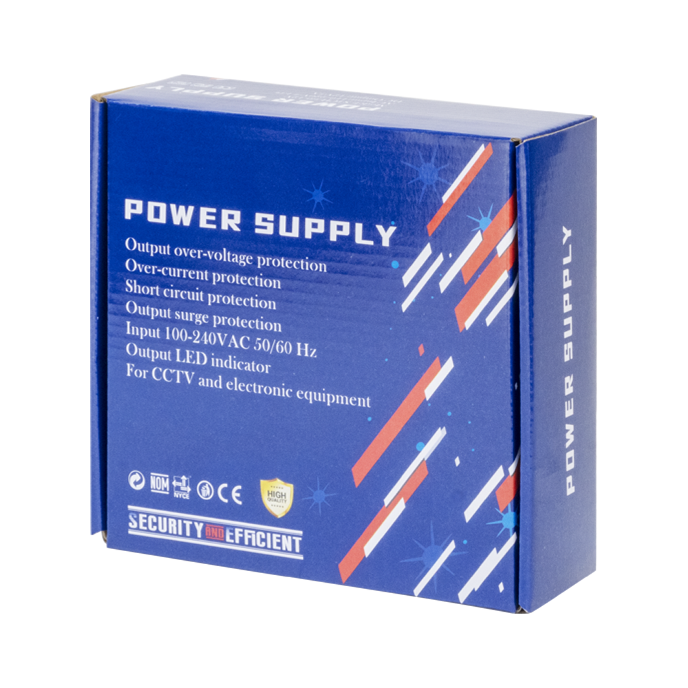 Импулсен захранващ блок No brand, 12V/5A, 4 Изхода, Метална кутия, Сив - 342