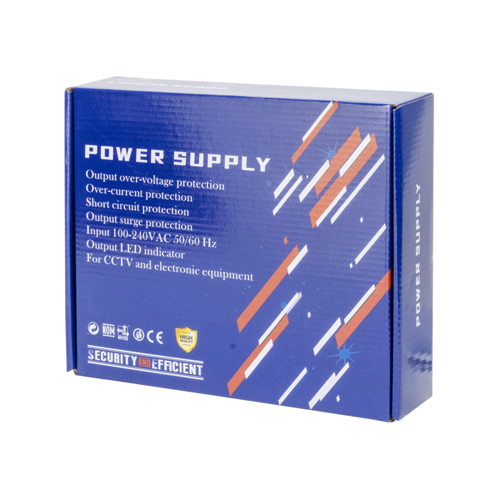 Импулсен захранващ блок No brand, 12V/5A, 9 Изхода, Метална кутия, Сив - 343