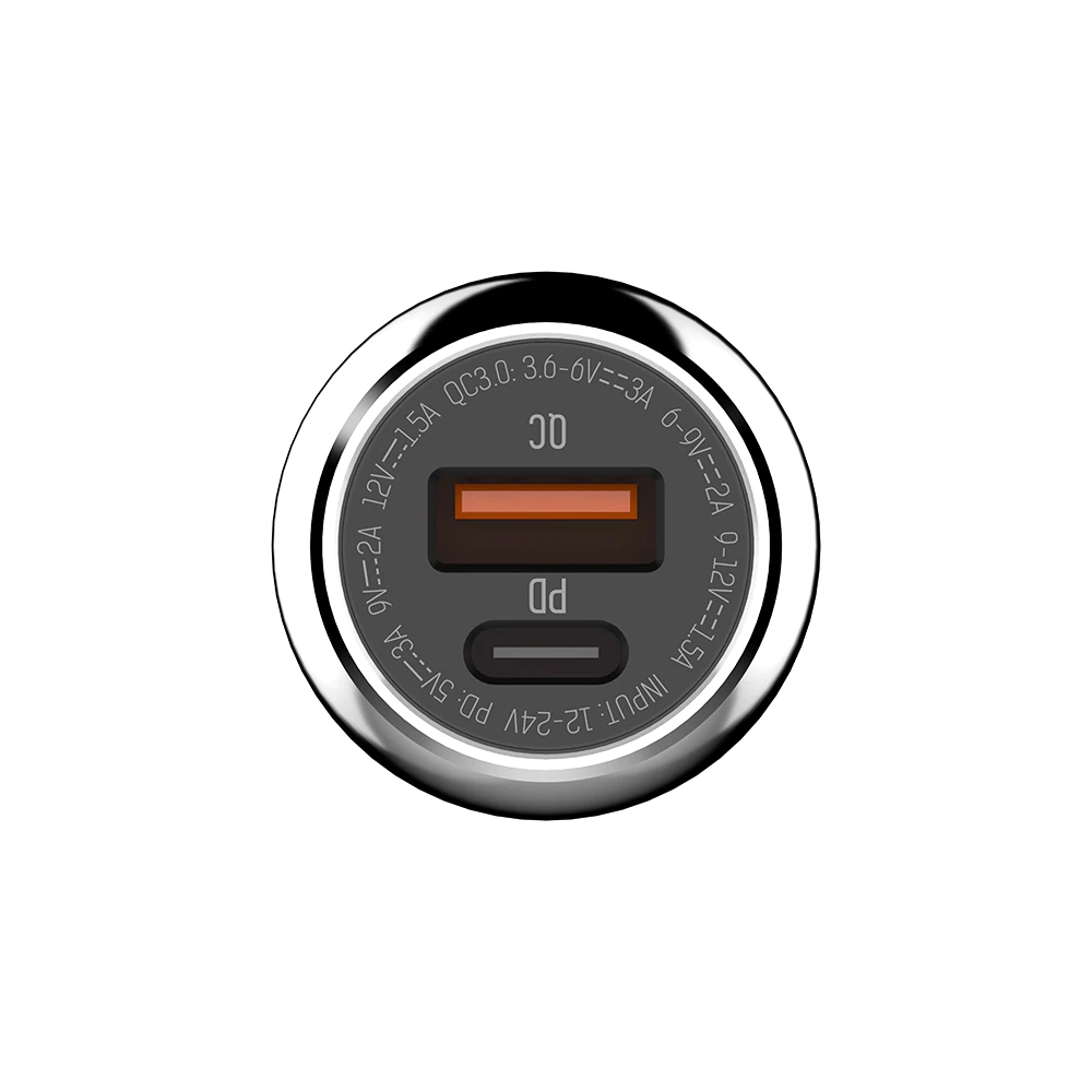 Зарядно устройство за кола LDNIO C1, 1xUSB QC3.0, 1xType-C PD, С Lightning кабел, Сив - 40077