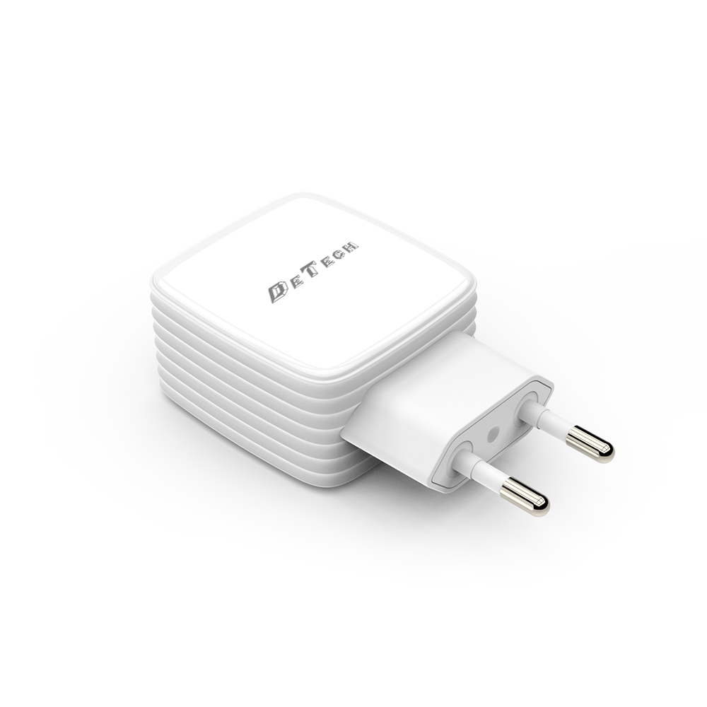 Мрежово зарядно устройство DeTech, DE-33, 5V/2.4A 220V, 2 x USB, Бял - 40099