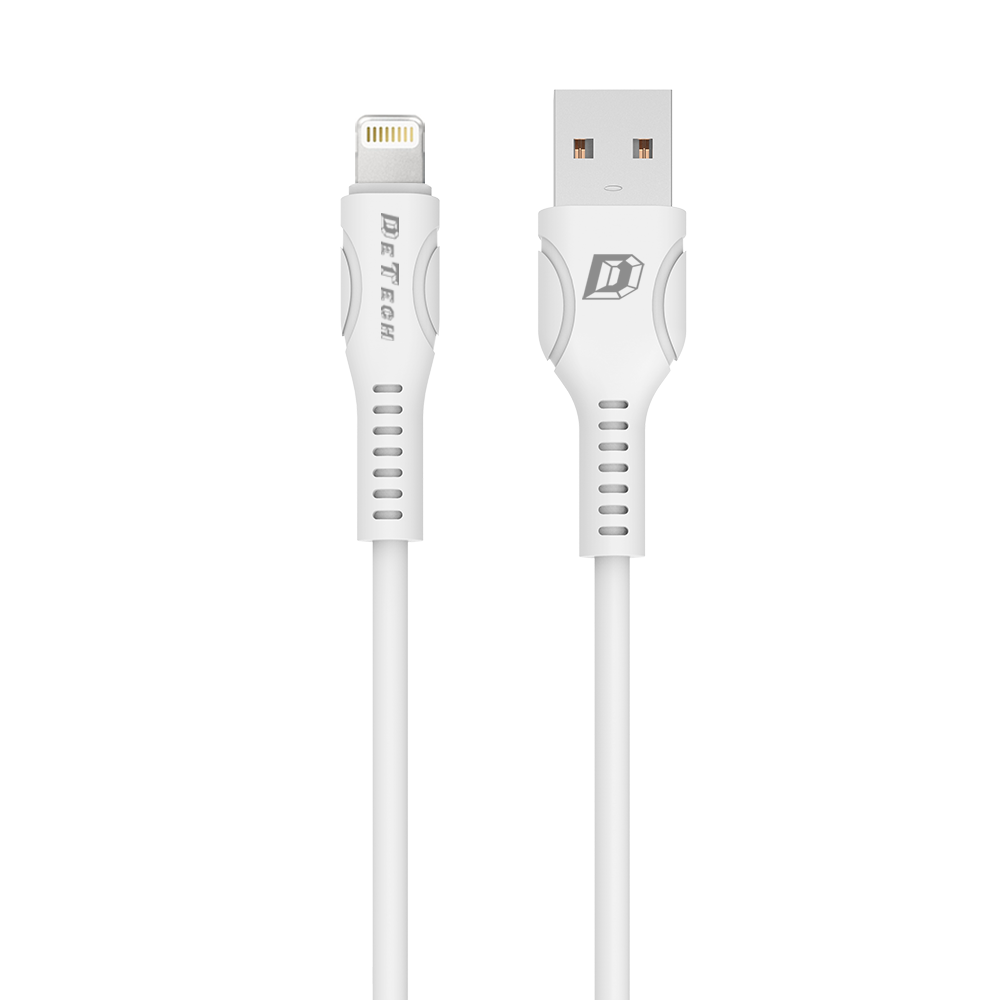 Кабел за данни DeTech DE-C27i, Lightning (iPhone 5/6/7/SE), 1.0m, Бял - 40110