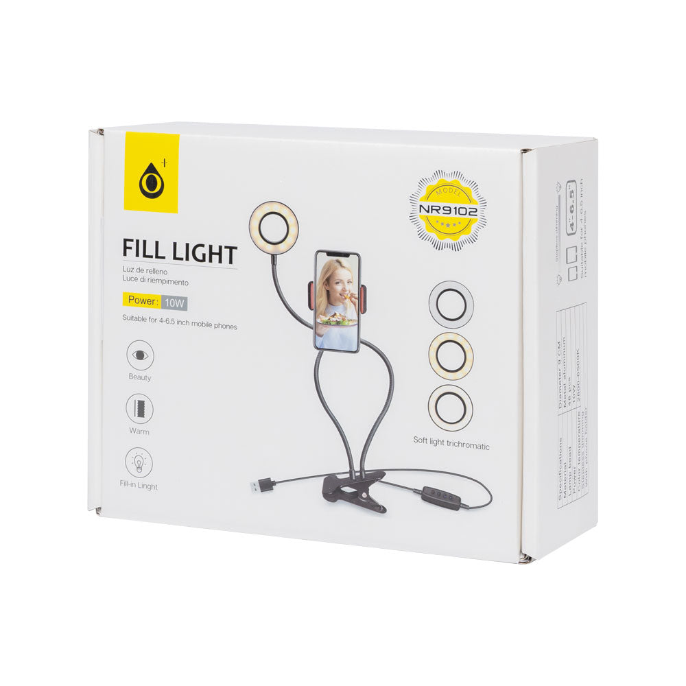 LED Ring осветление One Plus NR9102, 9см, 10W, Черен - 40132