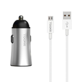 Зарядно устройство за кола Yookie PC1, 5V/2.4A, 12/24V, С Micro USB кабел, 2 x USB, Различни цветове - 40134