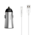 Зарядно устройство за кола Yookie PC1, 5V/2.4A, 12/24V, С Type-C кабел, 2 x USB, Различни цветове - 40136