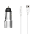 Зарядно устройство за кола Yookie PC4, Quick Charge 3.0, 2xUSB, С Type-C кабел, Различни цветове - 40145