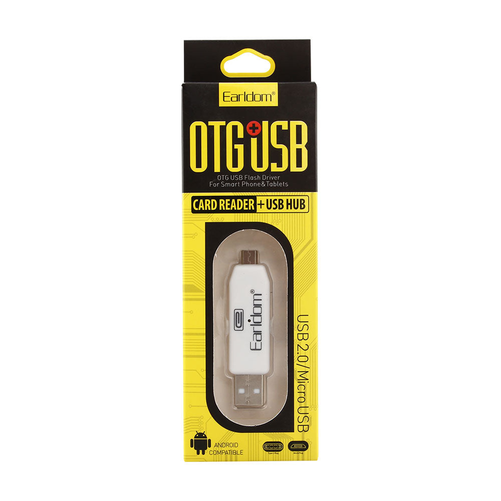 Преходник Earldom ET-OT05, USB F към Micro USB, Четец за карти, OTG, Различни цветове - 40170