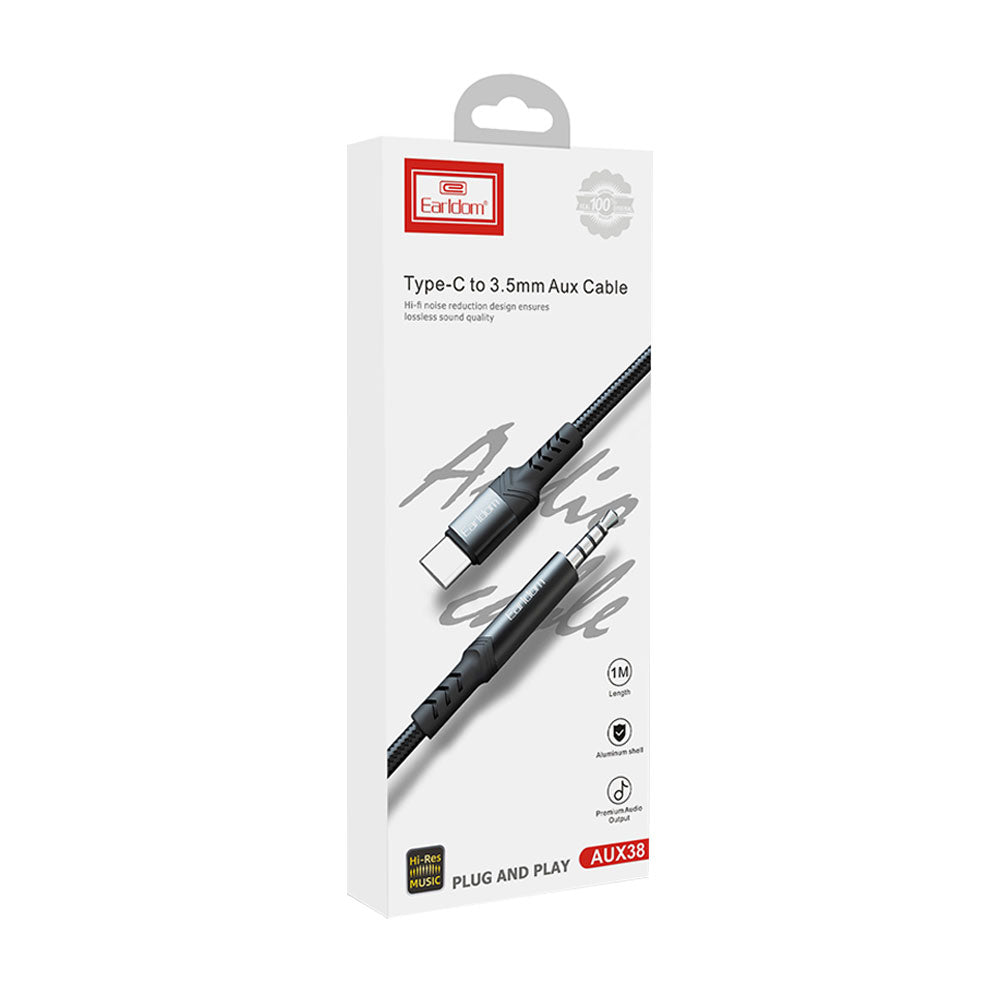 Аудио кабел Earldom ET-AUX39, 3.5mm към Lightning, 1.0м, Черен - 40177