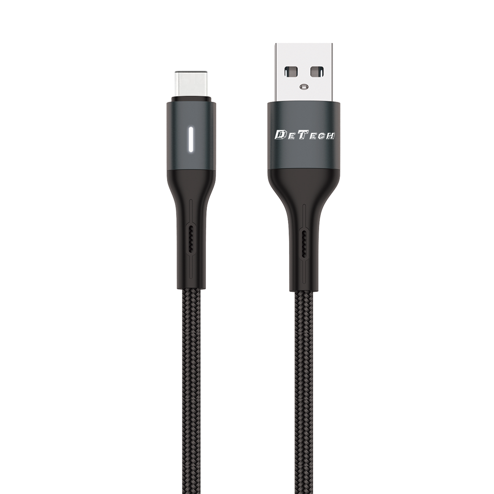 Кабел за данни DeTech DE-C38C, Type-C, 1.0m, Черен - 40199