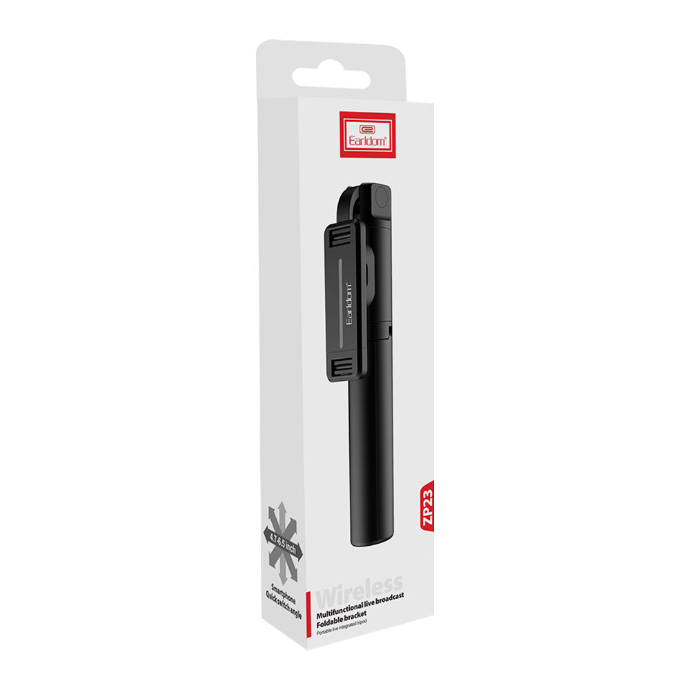 Селфи стик Earldom ET-ZP23, Bluetooth, 75см, Черен - 40229