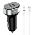 Зарядно устройство за кола Earldom ES-CC14, 1xUSB, 1xType-C, С PD Type-C кабел, Черен - 40244