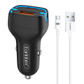 Зарядно устройство за кола Earldom ES-CC2, 1xUSB QC3.0, 1xType-C PD, С Micro USB кабел, Различни цветове - 40247
