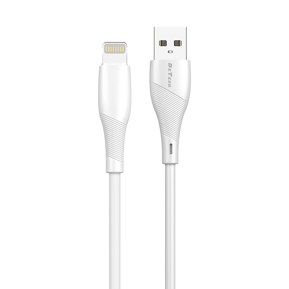 Кабел за данни DeTech DE-44i2, Lightning, 2.0m, Бял - 40268