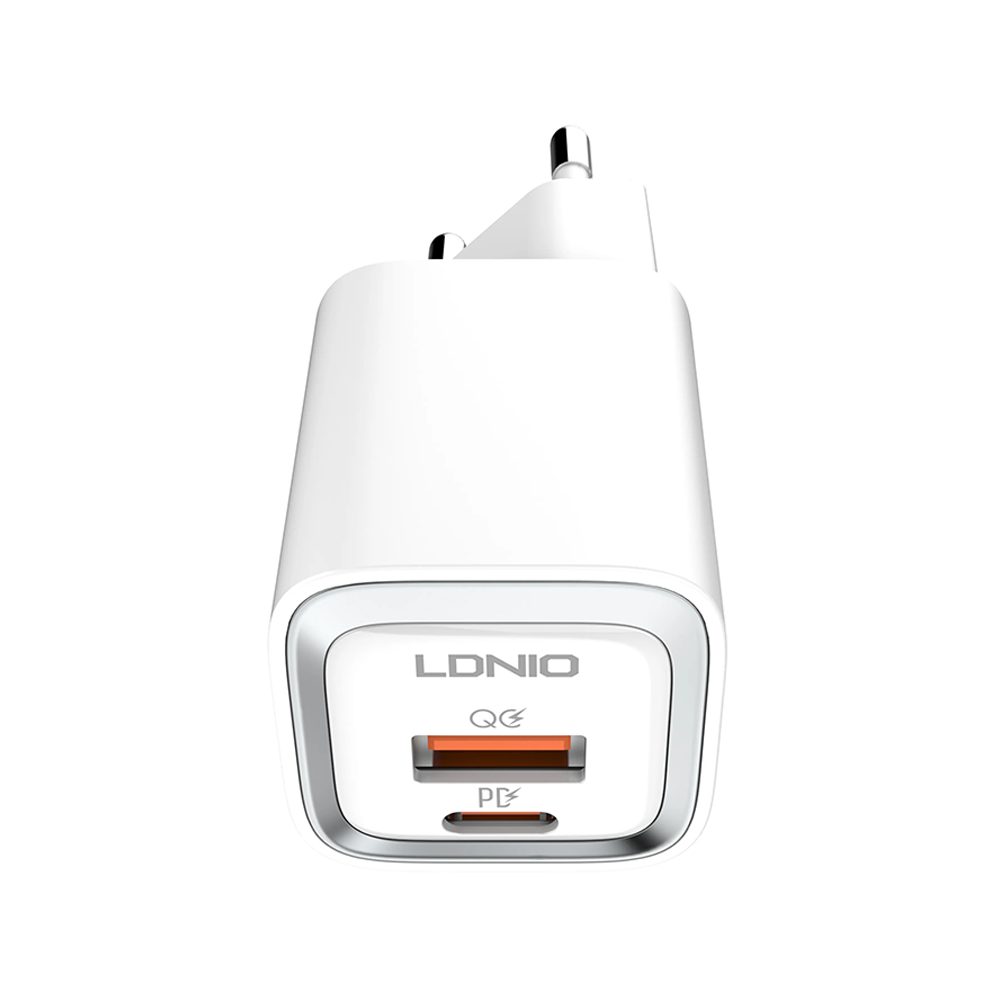 Мрежово зарядно устройство LDNIO A2318C, 20W, 1 x Type-C F, 1 x USB F, PD, QC, С PD Type-C кабел, Бял - 40292