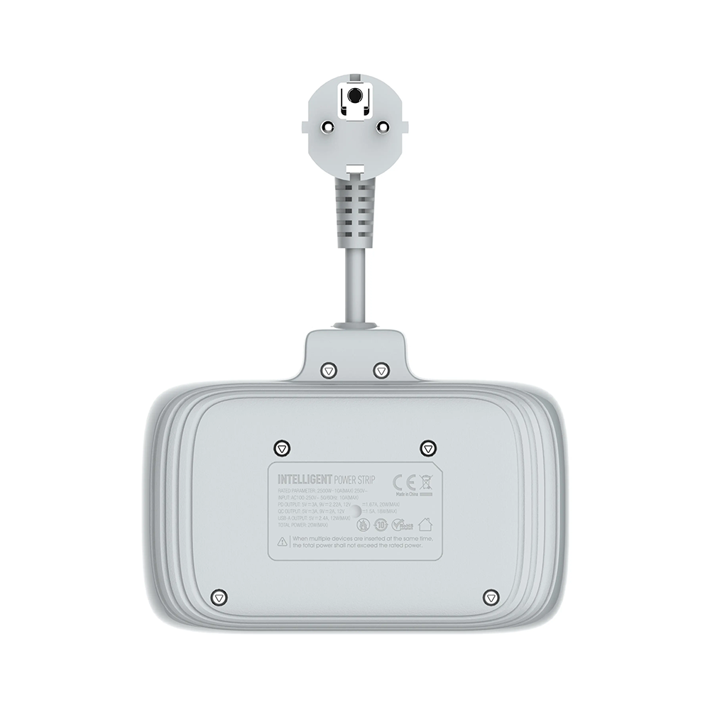 Разклонител LDNIO SE2435, 2 гнезда, CEE 7/3, 2500W, 1 x Type-C F, 3 x USB F, PD, QC, Бял - 40296