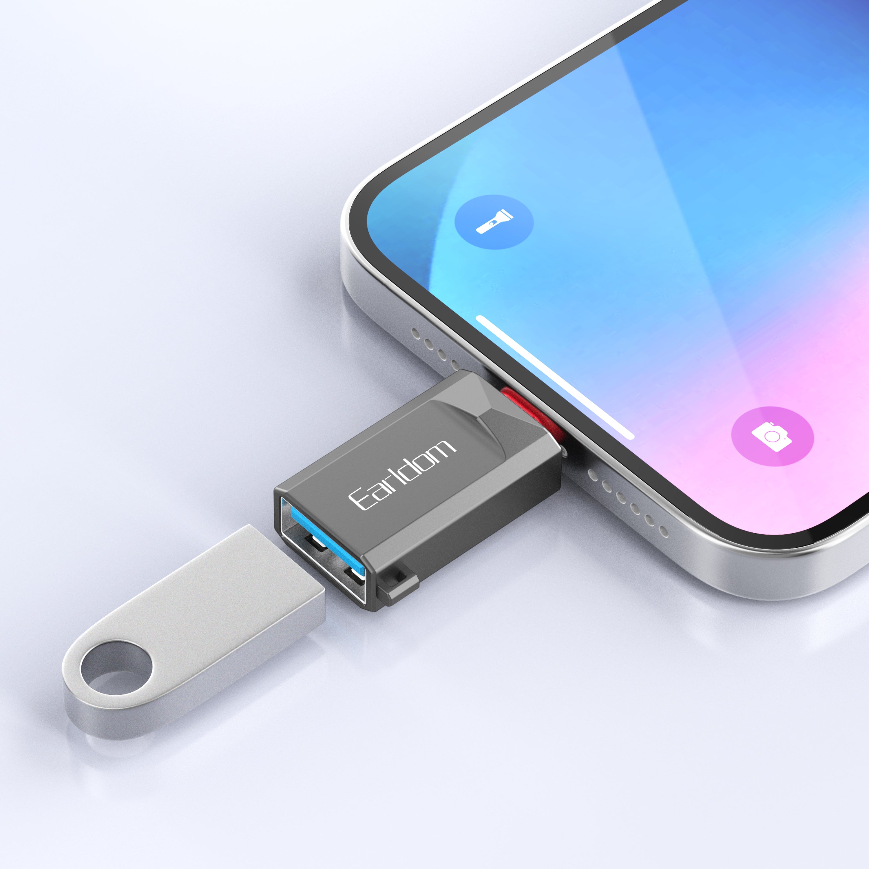 Преходник Earldom ET-OT87L, USB3.0 към Lightning, OTG, Черен - 40361