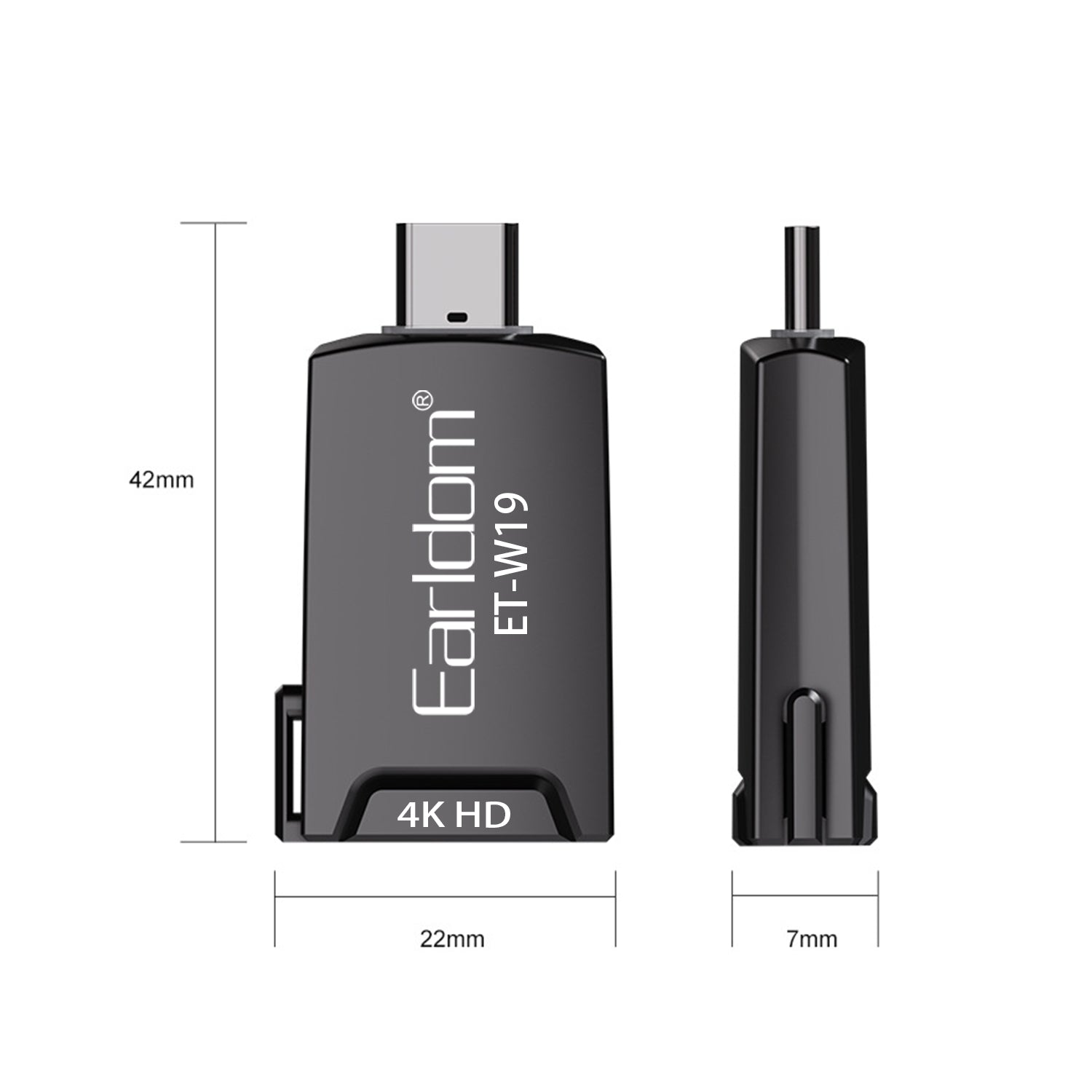 Преходник Earldom ET-W19 HDMI (F) към Type-C, HD 4K, Сив - 40376