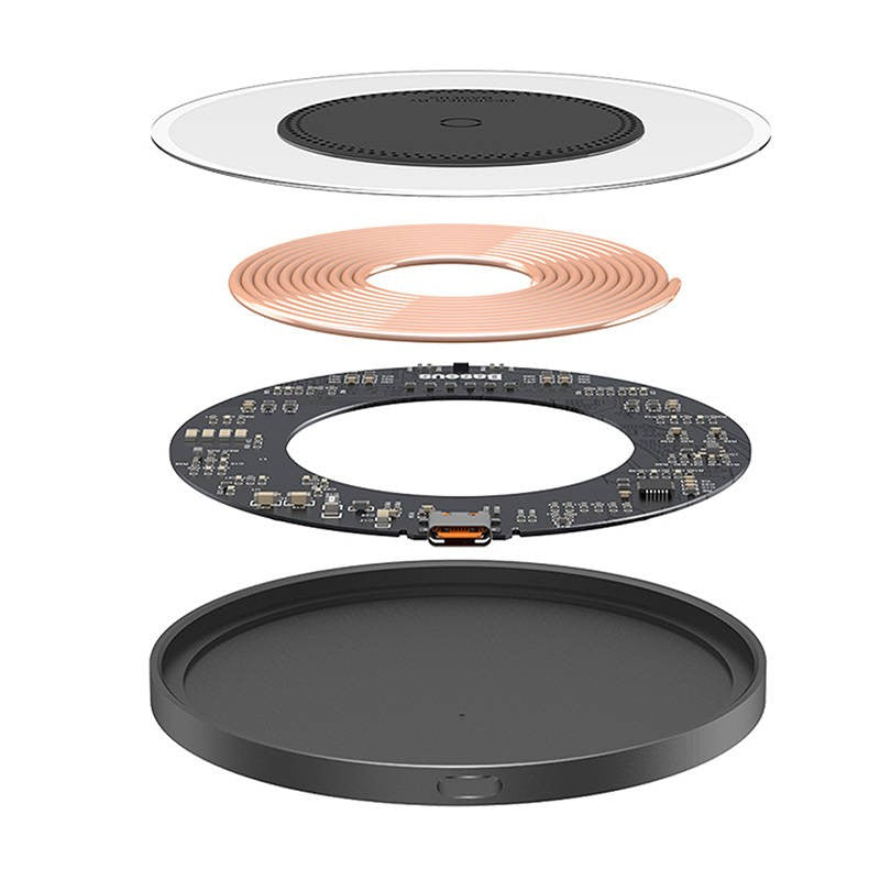 Безжично зарядно устройство Baseus Simple 2, Qi, 15W, Черен - 40381