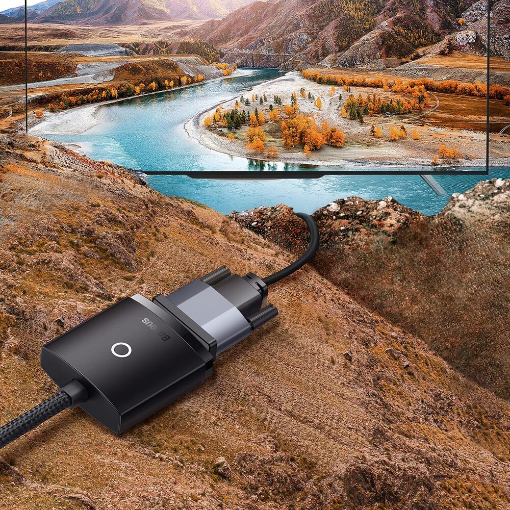 Преходник Baseus Lite, HDMI към VGA, Черен - 40388