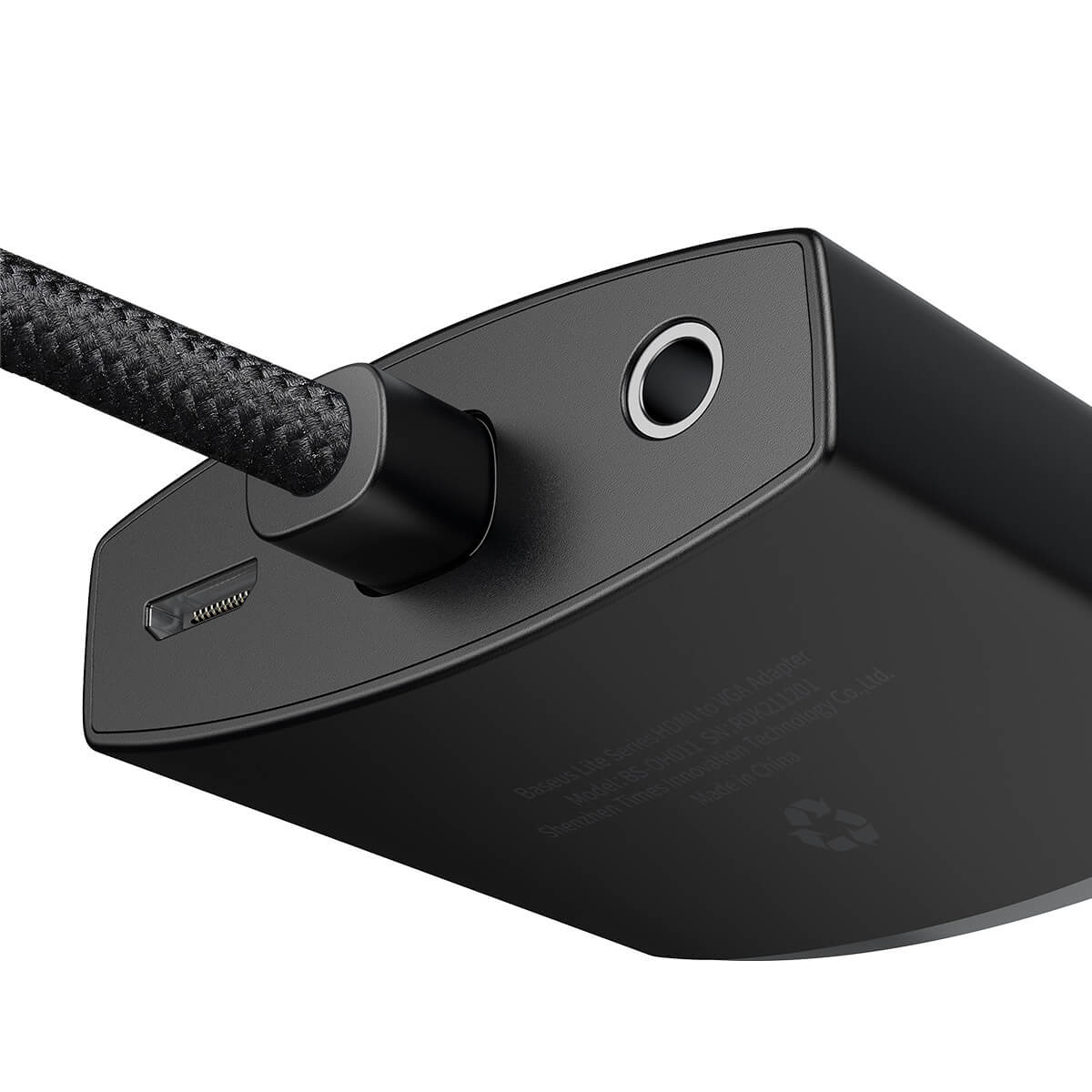 Преходник Baseus Lite, HDMI към VGA, Аудио жак, Черен - 40389