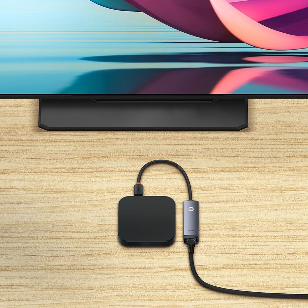 Мрежов адаптер Baseus Lite, USB към RJ45, 1000Mbps, Сив - 40392