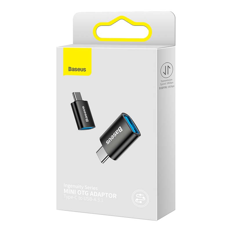 Преходник Baseus Ingenuity, USB F към Type-C, OTG, Черен - 40395