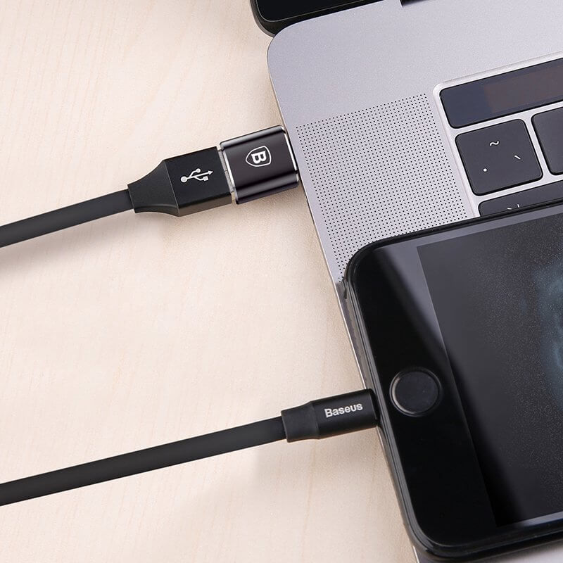 Преходник Baseus Mini, USB F към Type-C, OTG, Черен - 40397