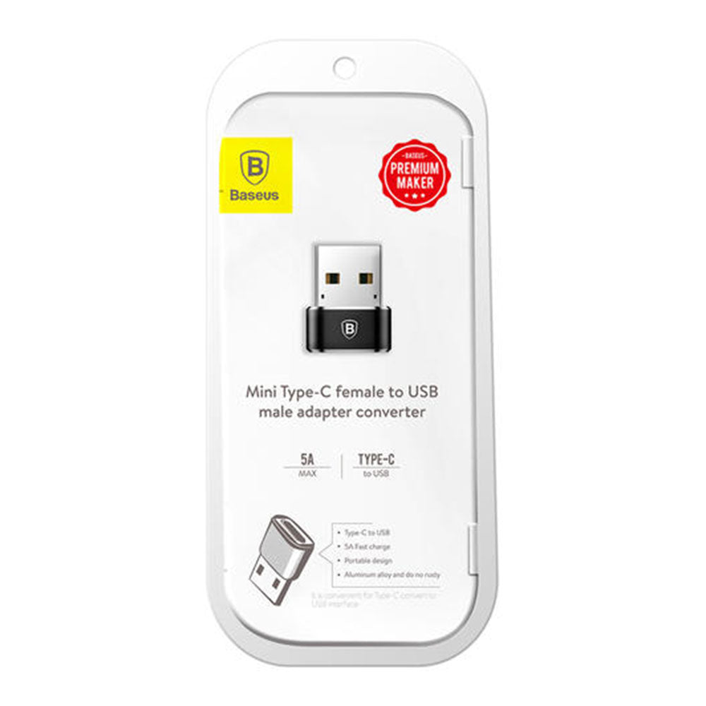 Преходник Baseus Mini, Type-C F към USB, OTG, Черен - 40399