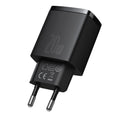 Мрежово зарядно устройство Baseus Cube Fast Charger OS, 20W, 1 x Type-C F, 1 x USB F, Черен - 40406