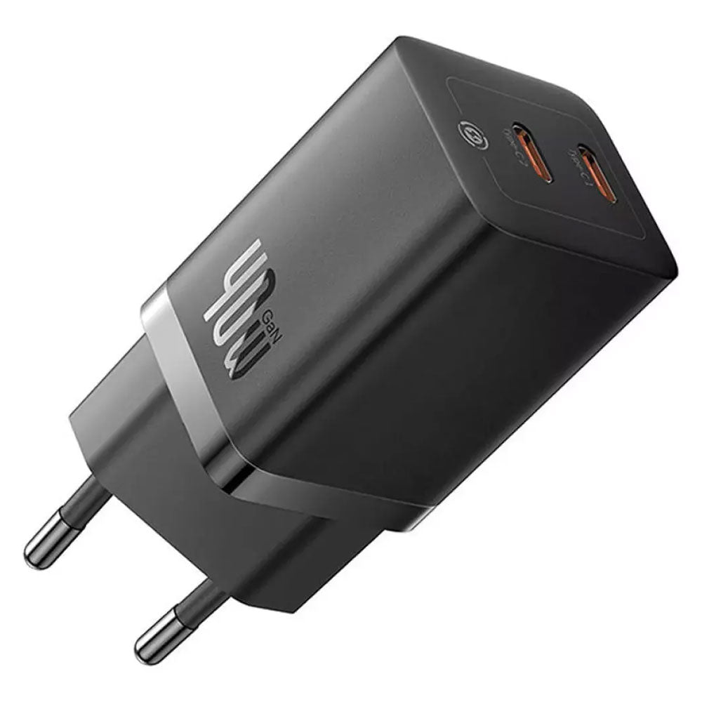 Мрежово зарядно устройство Baseus GaN5 Pro Fast Charger, 40W, 2 x Type-C F, Черен - 40408