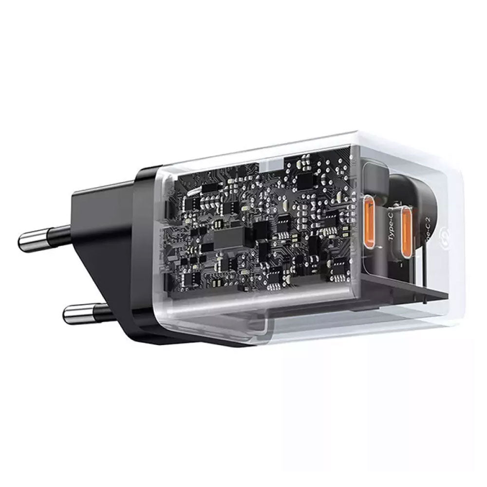 Мрежово зарядно устройство Baseus GaN5 Pro Fast Charger, 40W, 2 x Type-C F, Черен - 40408