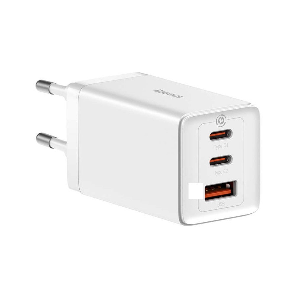 Мрежово зарядно устройство Baseus GaN5 Pro Fast, 65W, С PD кабел, Бял - 40410