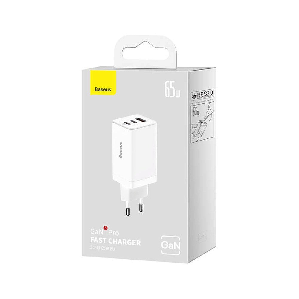 Мрежово зарядно устройство Baseus Super Si, 25W, С PD кабел, Бял - 40417