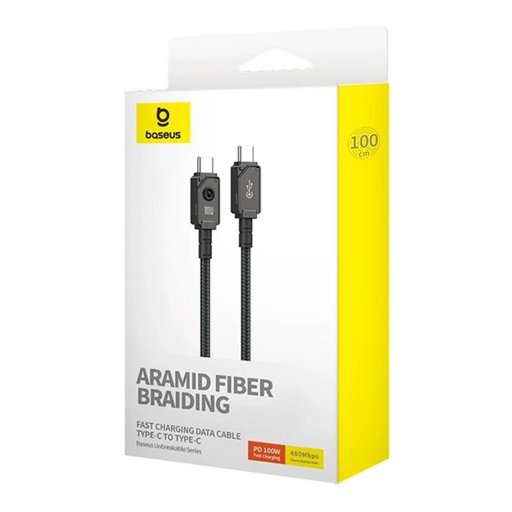 Кабел за данни Baseus Unbreakable, Type-C - Type-C, 100W, PD, 1.0m, Черен - 40424