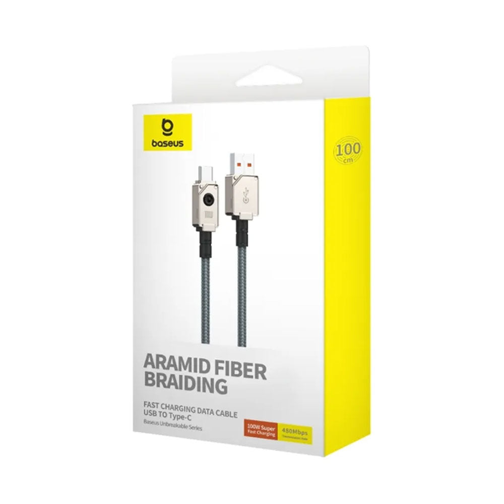 Кабел за данни Baseus Unbreakable, Type-C, 100W, 1.0m, Черен - 40427