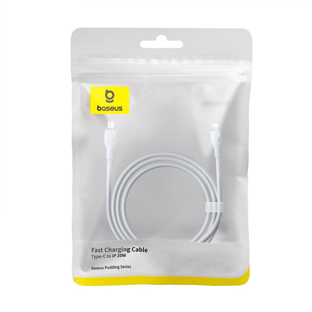Кабел за данни Baseus Pudding, Type-C - Lightning, 20W, 1.2m, Бял - 40432