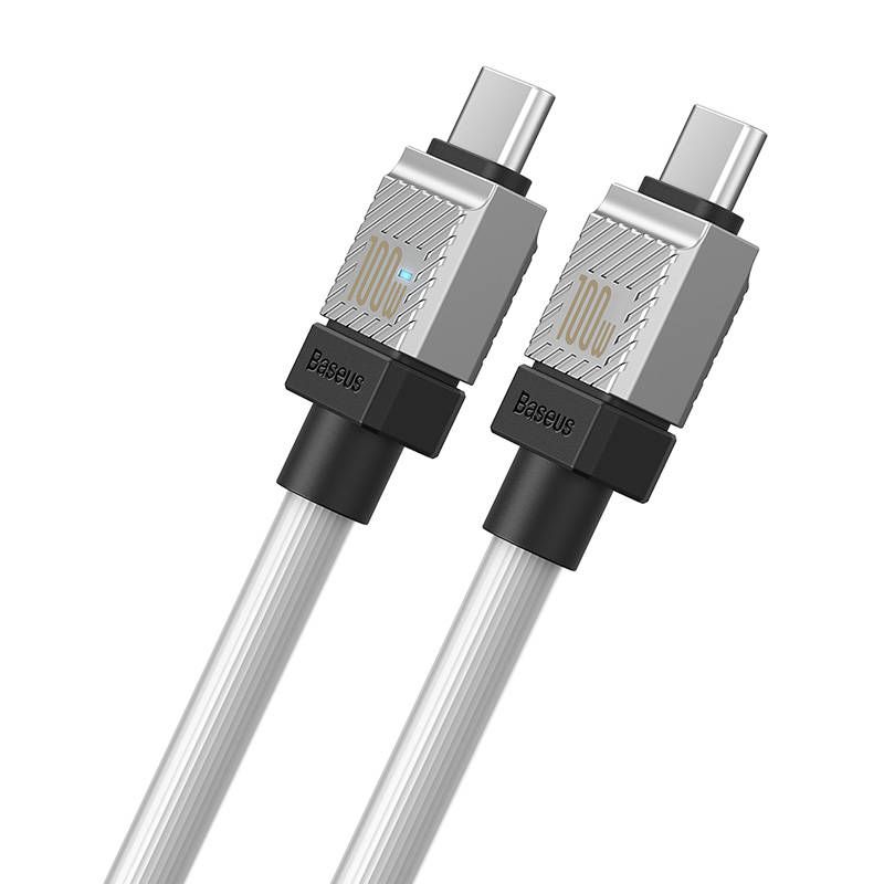 Кабел за данни Baseus CoolPlay, Type-C - Type-C, 100W, PD, 2.0m, Бял - 40444