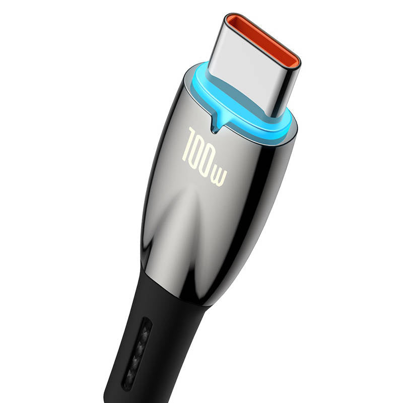 Кабел за данни Baseus Glimmer, Type-C, 100W, 1.0m, Черен - 40480