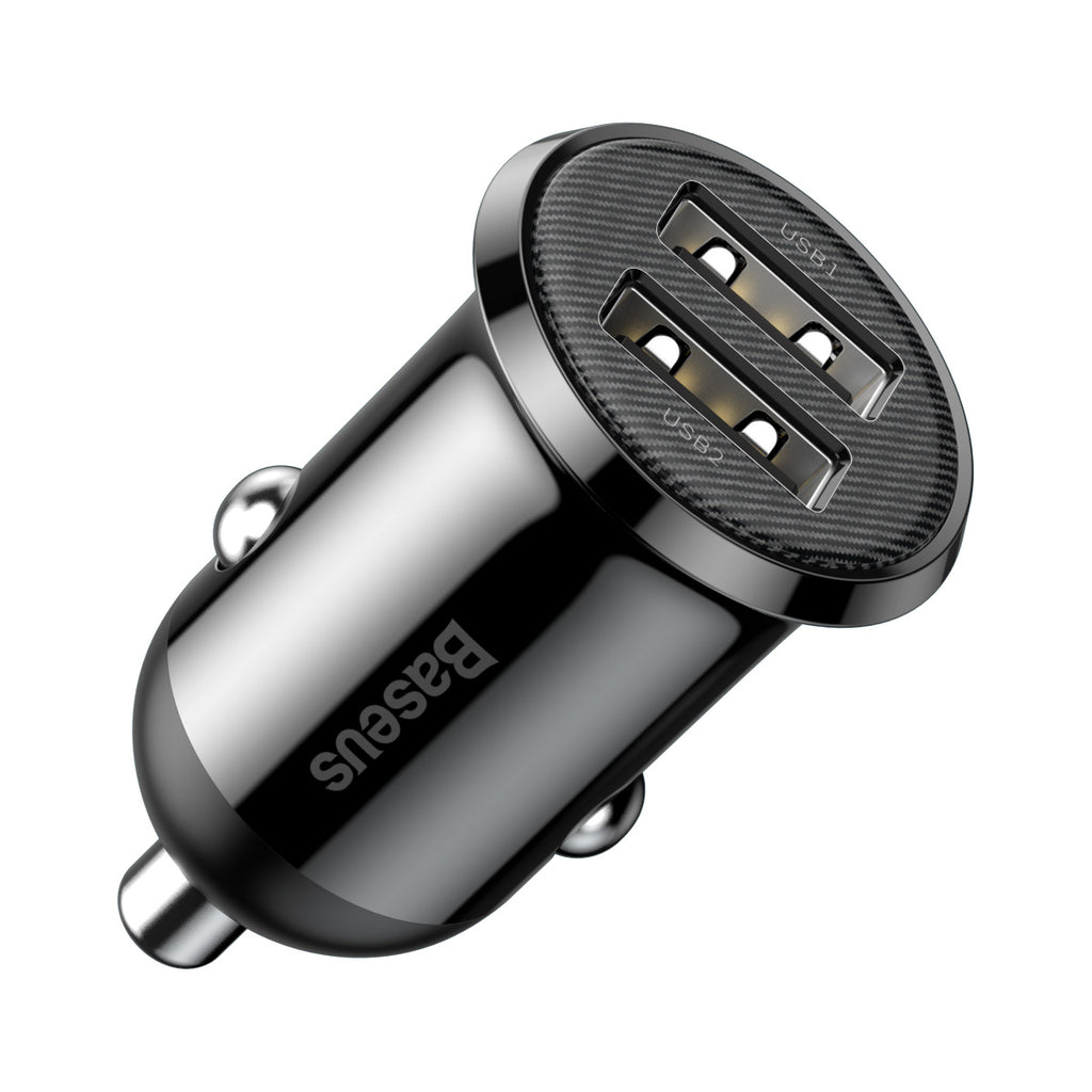 Зарядно устройство за кола Baseus Grain Pro, 4.8A, 2 x USB, Черен - 40509