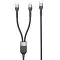 Кабел за данни DeTech DE-49CCL, 2 в 1, Type-C - Type-C, Lightning, 1.0m, Черен - 40514