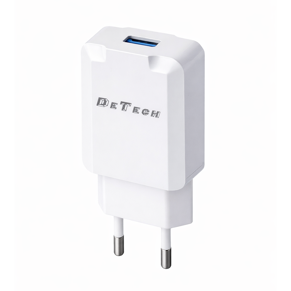 Мрежово зарядно устройство DeTech, DE-36, 5V/1A 220V, 1 x USB, Бял - 40537