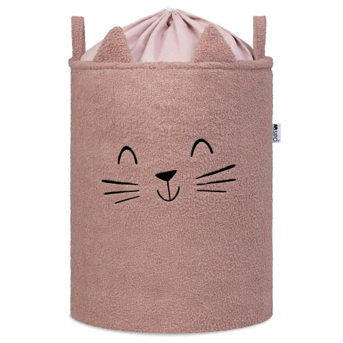 Кош за съхранение на играчки xl с връзка, розова котка