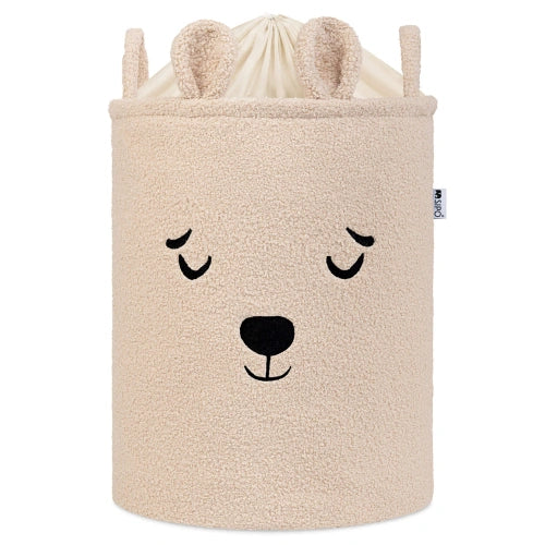 Кош за съхранение на играчки xl с връзка, бежово мече
