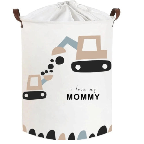 Кош за съхранение на играчки със шнур, 43 L, багери