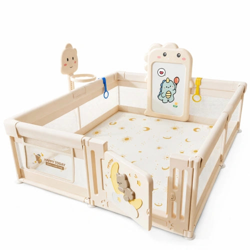Бебешка ограда Forest Animals – Cream магнитна дъска и кош