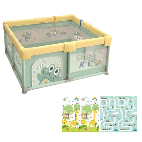 Детска кошара JumpiPlay с килим 120x120 см с безопасна зона