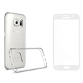 Комплект стъклен протектор със силиконови ръбове + Калъф, Remax Crystal, за Samsung Galaxy S7, Бял - 52239