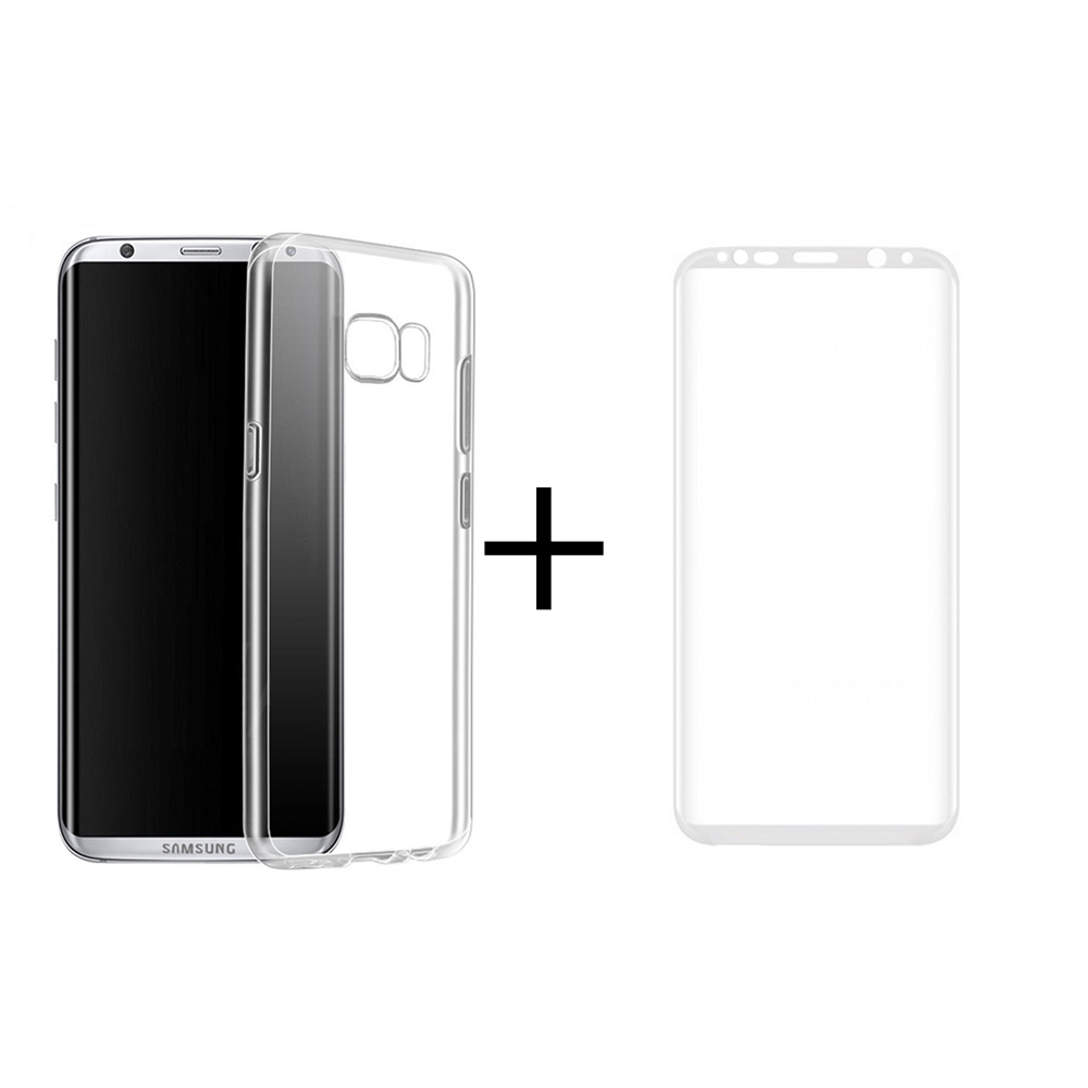3D Стъклен протектор + Калъф, Remax Crystal, За Samsung Galaxy S8, Бял - 52302